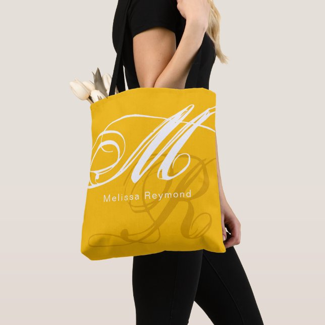 Tote Bag Spectre Jaune tout-sur Monogramme (De près)