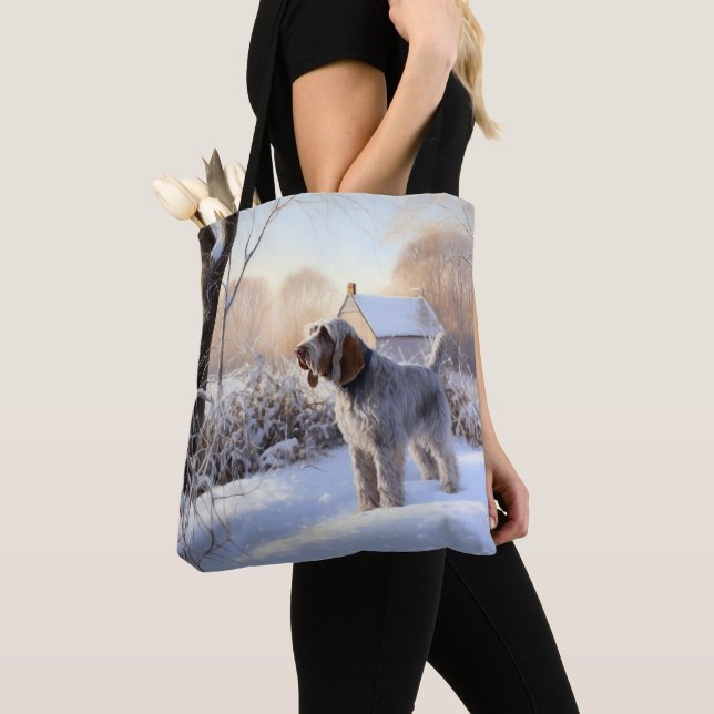 Tote Bag Spinone Italiano Laisser Neige Noël (De près)