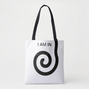 Tote Bag Spirale Abstraite Moderne sur Fond Noir et Blanc