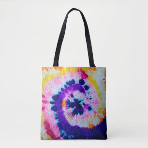 Tote Bag Spirale psychédélique. Teinture à tarte en tissu m