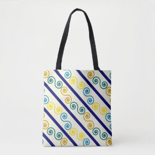 Tote Bag Spirales jaunes bleues