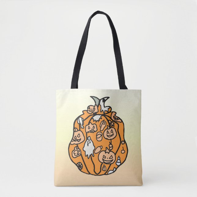 Tote Bag Spooks Citrouilles rétro et traitements d'Hallowee (Devant)