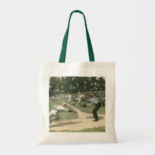 Tote Bag Sports Anciens, Joueur de Baseball Glissant dans l