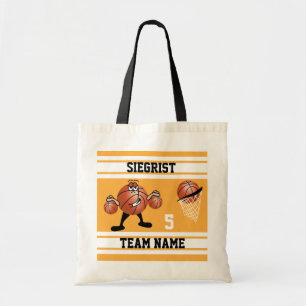 Tote Bag Sporty Cartoon Basketball  Or