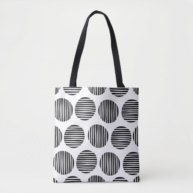 Tote Bag Spots Lined 190917 - Noir sur Blanc (Devant)