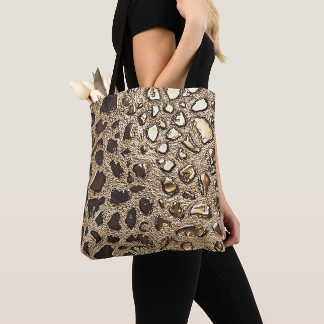 Tote Bag Spots métalliques Leopard Or (De près)