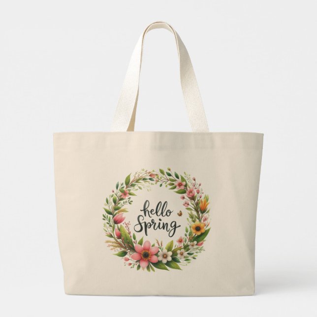 Tote Bag-Spring Floral Wreath Tote Bag Jumbo Stoffbeutel (Rückseite)