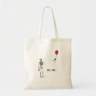 Tote Bag Squelette a perdu un ballon, humour noir Halloween