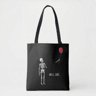 Tote Bag Squelette a perdu un ballon, humour noir Halloween