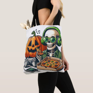 Tote Bag Squelette Aimant La Pizza : Jeu, Surcharge De From