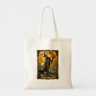 Tote Bag Squelette avec carte Tarot Citrouille mal