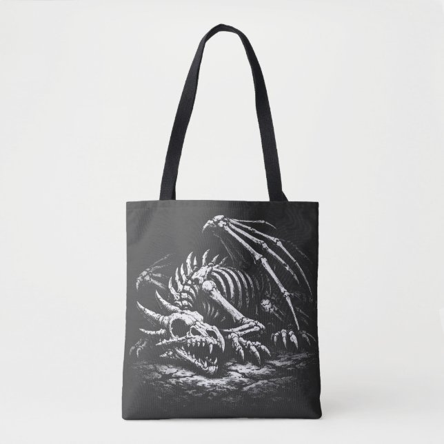 Tote Bag Squelette de dragon — par BurnsInHell (Devant)