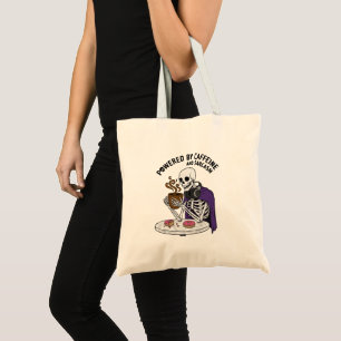 Tote Bag Squelette Drôle   Alimenté par la Caféine et le Sa