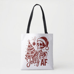 Tote Bag Squelette joyeux AF Snarky Noël Sarcasme Drôle