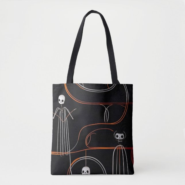 Tote Bag squelettes comiques éffrayants noir Halloween (Devant)