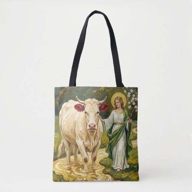 Tote Bag St. Brigid & The White Cow (Imbolc) (Devant)