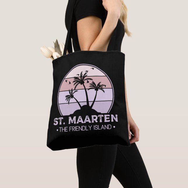 Tote Bag St Martin Le sympathique rétro de l'île Sint Marti (De près)