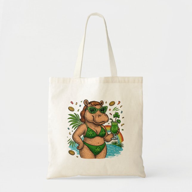 Tote Bag St. Patrick’s Tropical Pool Party for Hippo lovers (Devant)