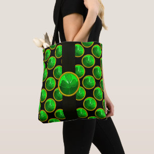 Tote Bag ST PATRICK'S DAY GREEN SHAMROCK GEMSTONE Black