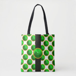 Tote Bag ST PATRICK'S DAY GREEN SHAMROCK GEMSTONE Blanc