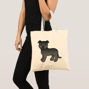Tote Bag Staffordshire Bull Terrier Cartoon Noir