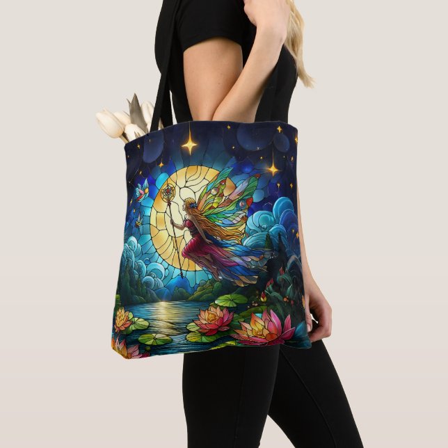 Tote Bag Stained Glass Moonlight Flight Fairy  (De près)