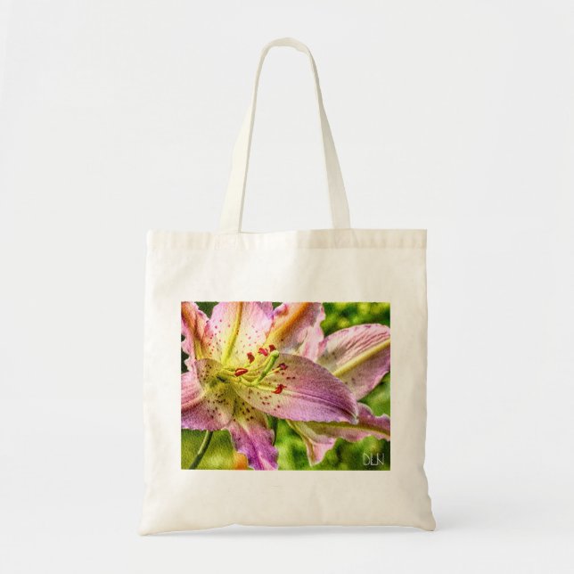 Tote Bag Stargazer Lily/ Aquarelle Look/ Art Floral (Devant)