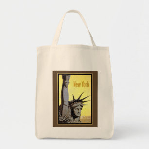 Tote Bag statue de la liberté affiche de voyage vintage new