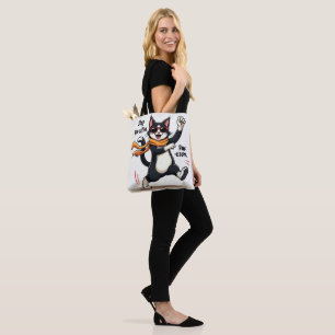Tote Bag Stay Paw-sitive Cat   Uplifting Feline Humor Art