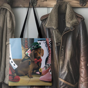 Tote Bag Steampunk Dachshund Chaussures Bottes victoriennes