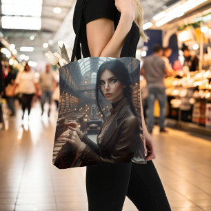 Tote Bag Steampunk Vintage Victorian Lady Librairie