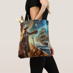 Tote Bag Steampunk Vintage Victorian Ocean Space Pirate