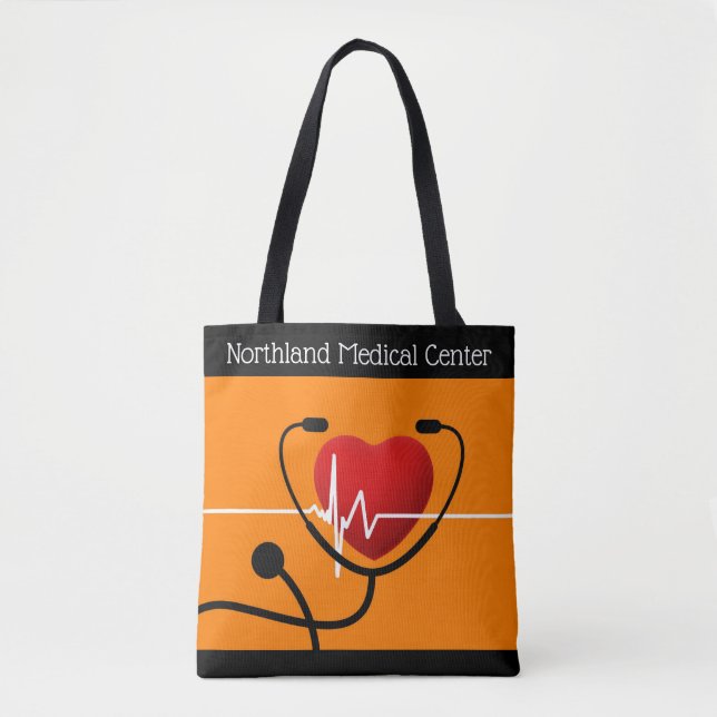 Tote Bag Stéthoscope, centre de soins cardiaques et EKG (Devant)