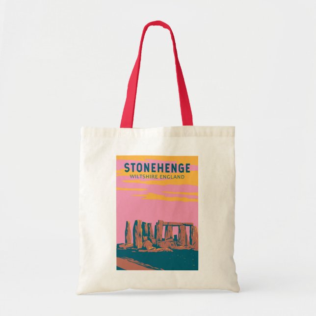 Tote Bag Stonehenge Art Retro Illustration (Devant)