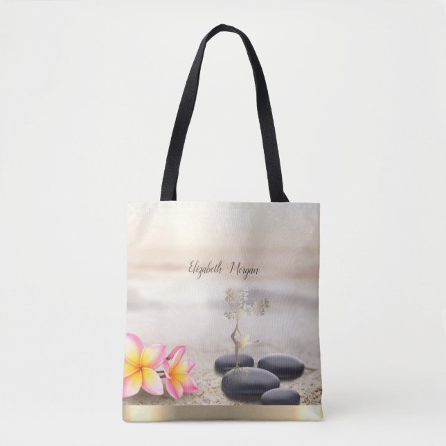 Tote Bag Stones Zen, Fleurs, Arbre d'or femmes Silhouette (Devant)