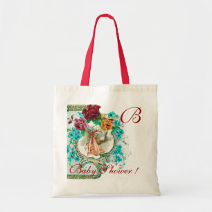 TOTE BAG STORK BÉBÉ DOUCHE FILLE 2 MONOGRAM