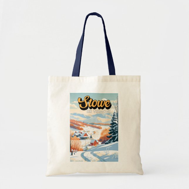 Tote Bag Stowe Vermont Vintage hiver (Devant)