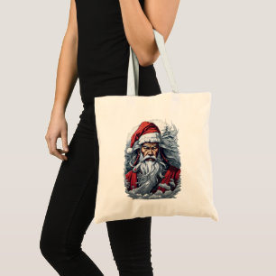 Tote Bag Striking Samurai Santa Claus