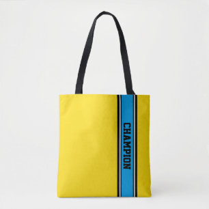Tote Bag STRIPES SPORTIVES - noir cyan noir blanc