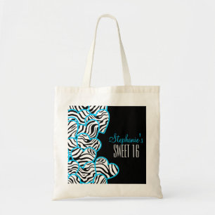 Tote Bag Style Blue Sweet 16 Zebra Heart Design Nom
