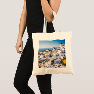 Tote Bag Style de l'île de Santorin élégant avec vues impre