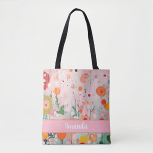 Tote Bag style de peinture d'acryl de fleur coloré individu