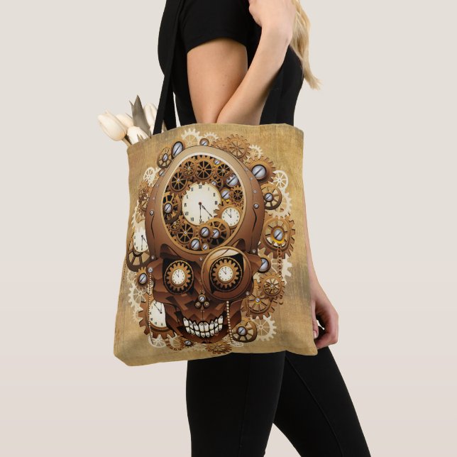 Tote Bag Style gothique crâne vapeur (De près)