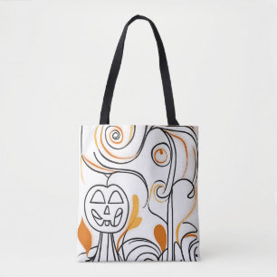 Tote Bag Style moderne abstraite ligne art chic Halloween