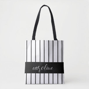 Tote Bag Style noir et blanc rayé