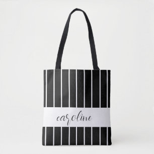 Tote Bag Style noir et blanc rayé