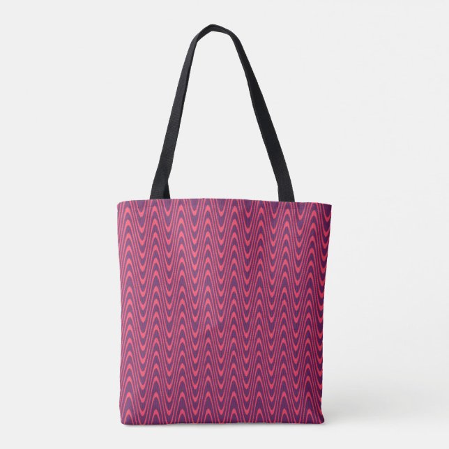 Tote Bag Style pourpre et rose Chevron (Dos)