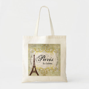 Tote Bag Style romantique de cru de ~ de t'aime de Paris Je