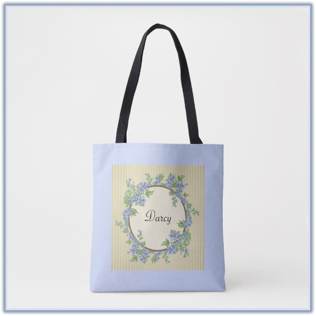 Tote Bag Style victorien Courbe de Fleur Bleue (Créateur téléchargé)