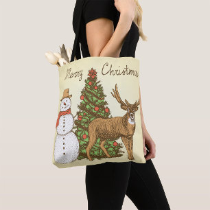 Tote Bag Style vintage Joyeux Noël
